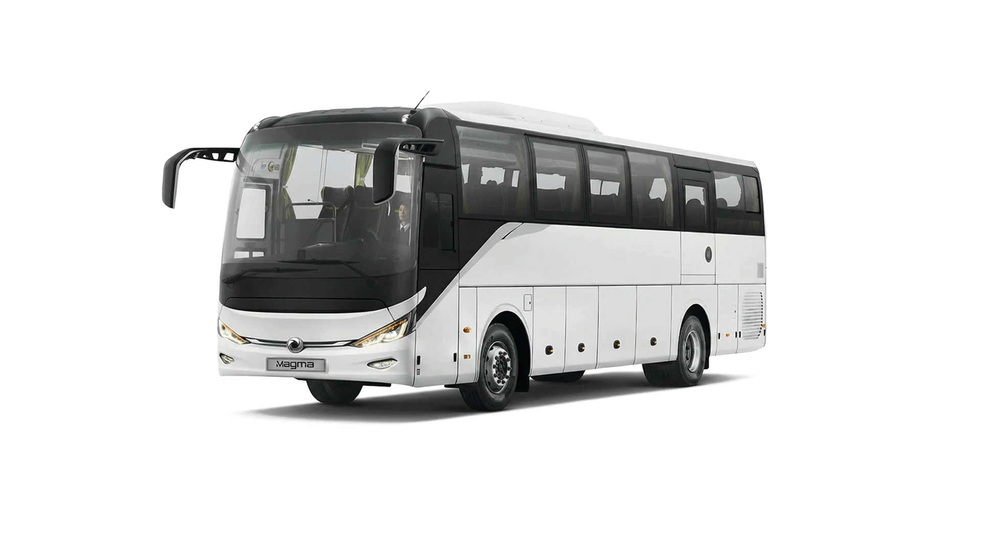 Vista frontal izquierda del bus Junfeng